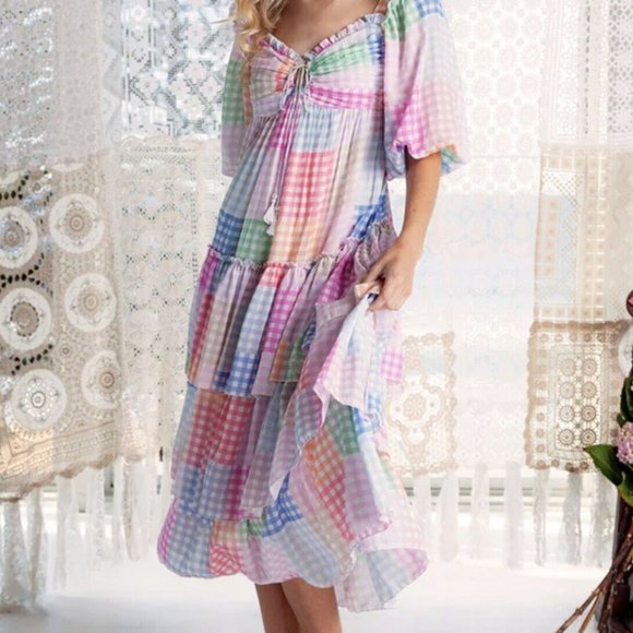 Colorful Checkered Midi Dress - Picture 6 of 6